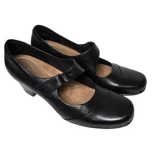 Clarks Artisan Black Leather Mary Jane Block Heel Pumps *Size 12N